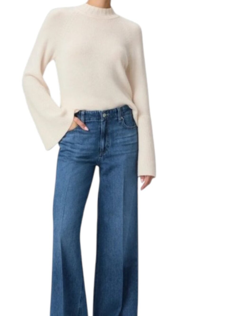 PAIGE Zoey Wide Leg Jeans Brentley Wash Mid High Rise Denim NWT $249
